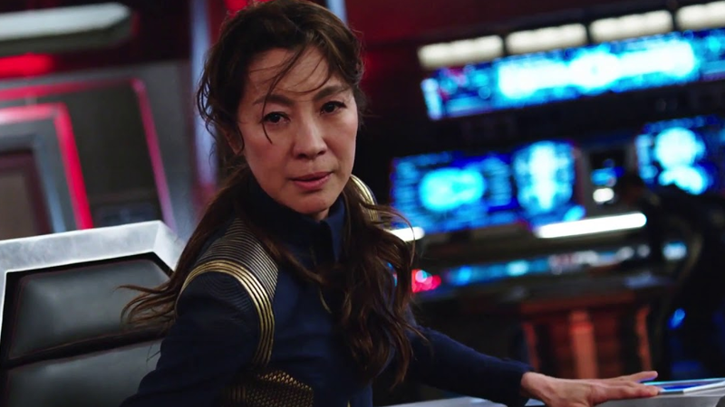 I am here for “Michelle Yeoh Dramatically Flips Her Hair While Sitting in a Captain’s Chair: The Series”.